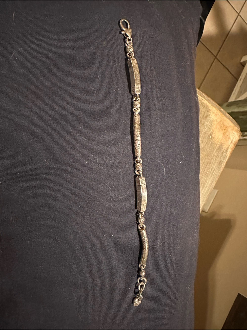Brighton Silver-Tone Engraved Link Bracelet